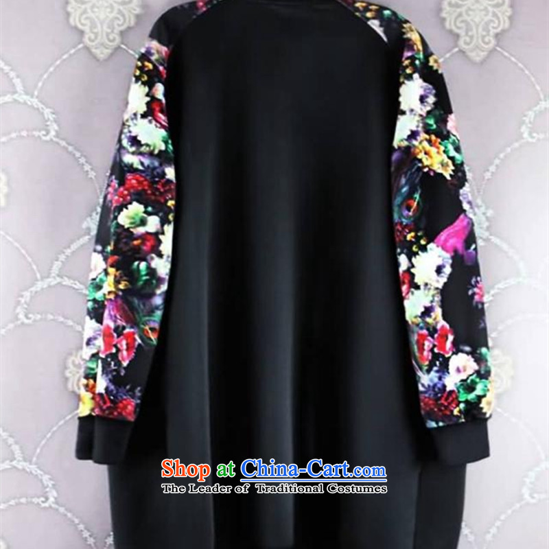 In spring and autumn 2015 new for women xl women thick MM thick, Hin thin, long wave cardigan baseball uniform leisure loose sweater jacket 200 catties XXXXL, black collar (LINXCR tide line) , , , shopping on the Internet