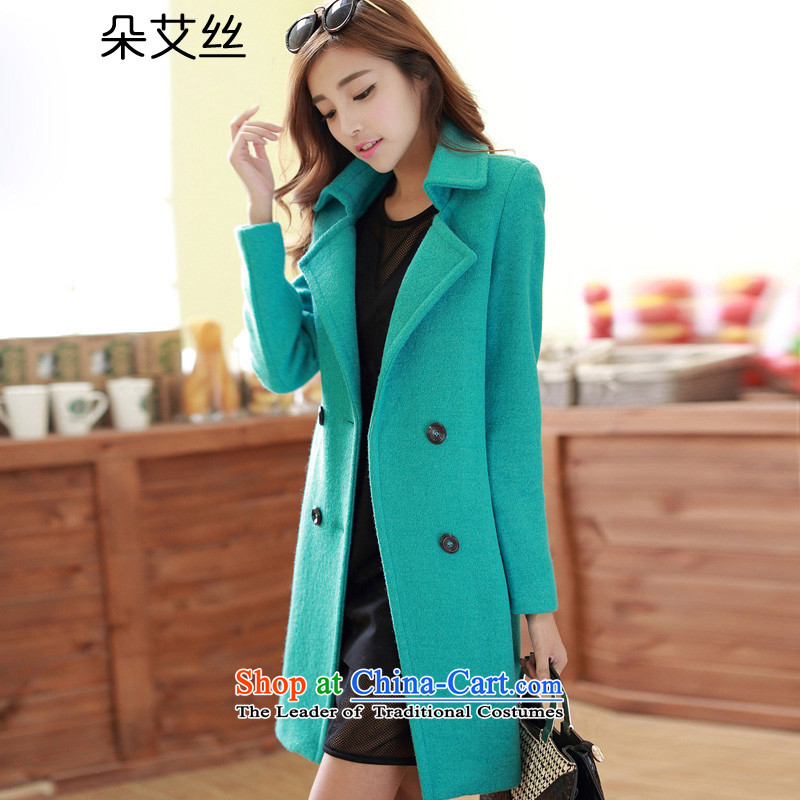 Flower HIV population?by 2015 Fall_Winter Collections Of new women's jacket, a wool coat in the female long hair? Jacket Korean minimalist Sau San Mao coats light green?S?