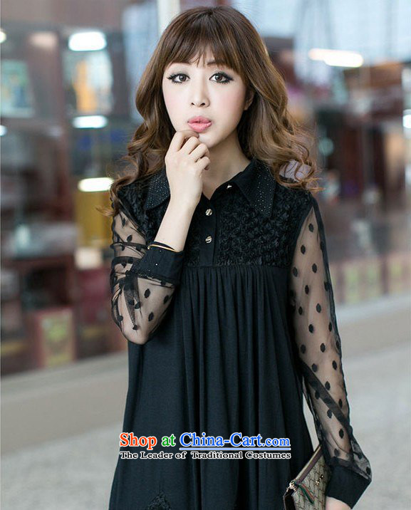 Morning to replace the Korean version of autumn 2015 large female thick MM loose video thin rose blossoms lapel long-sleeved chiffon lace dresses 2XL( recommendations 135-150 black catty) Picture, prices, brand platters! The elections are supplied in the national character of distribution, so action, buy now enjoy more preferential! As soon as possible.