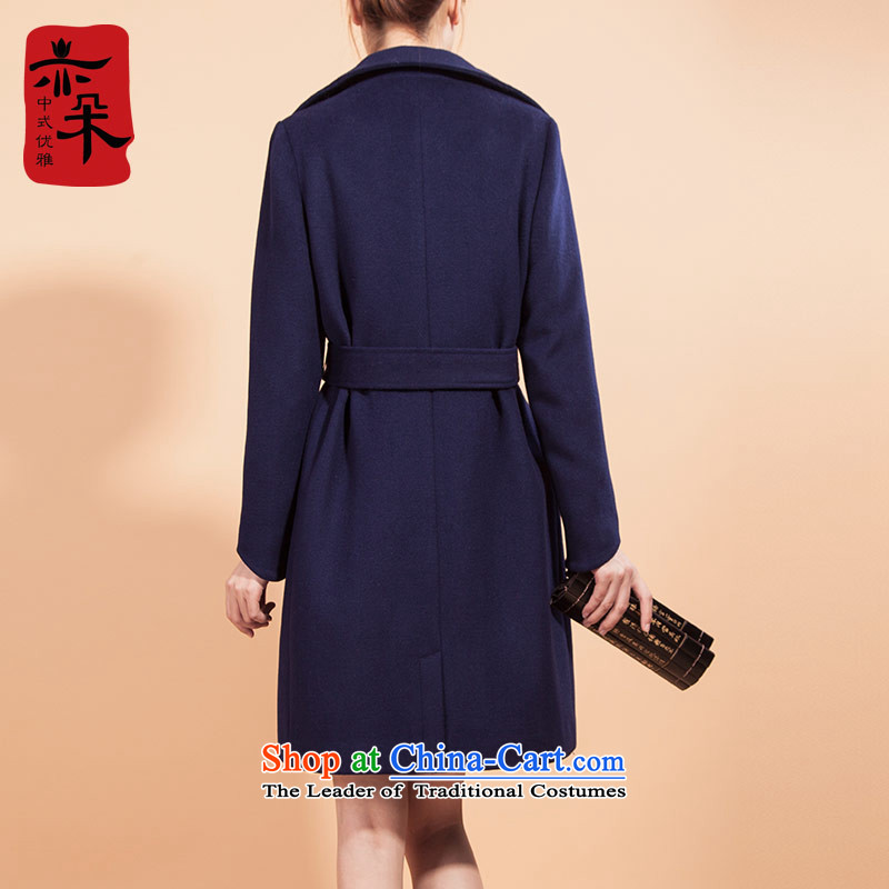 Also flower of autumn and winter 2015 Ms. new woolen coat in long large female gross??- Blue Jacket coat L, also a shopping on the Internet has been pressed.