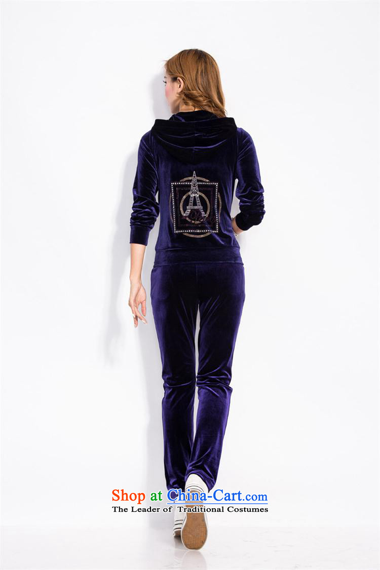 Load New autumn 2015 gold velour leisure suite with cap large long-sleeved trousers lint-free sports suits women Chun-blue XXL picture, prices, brand platters! The elections are supplied in the national character of distribution, so action, buy now enjoy more preferential! As soon as possible.