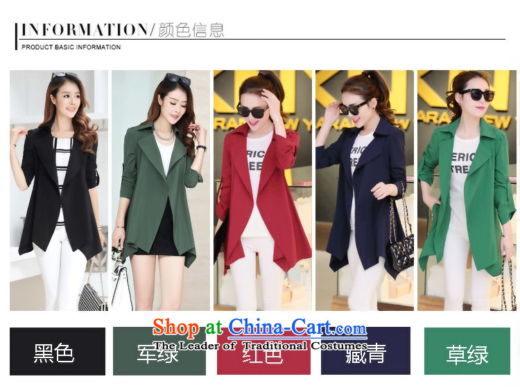 Kam Ming Yue Tai Code 7 women 2015 Autumn new Korean temperament. Long large graphics thin air-jacket black XXL picture, prices, brand platters! The elections are supplied in the national character of distribution, so action, buy now enjoy more preferential! As soon as possible.