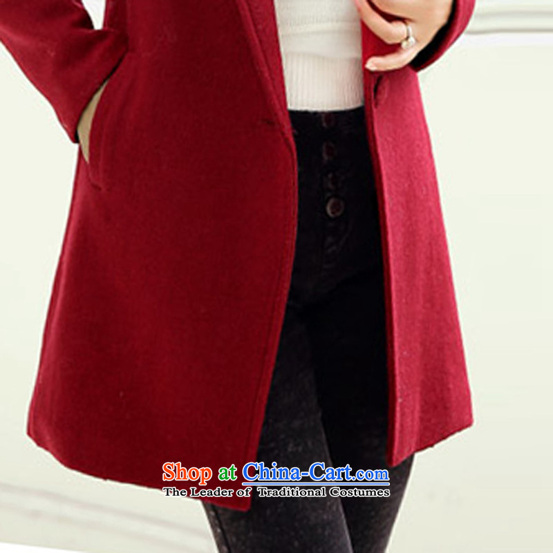 Install the latest Autumn 2015 OEHE, Korean long jacket, Sau San stylish girl video thin lapel long-sleeved gross coats, wine red M,oehe,,,? Online Shopping