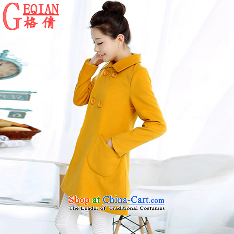 The gross? female jacket Chien autumn 2015 installed new women's windbreaker. Long lapel gross female a wool coat turmeric yellow , L, N001 Chien , , , shopping on the Internet