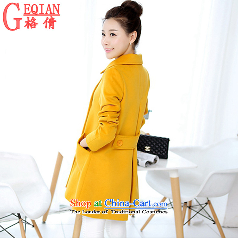 The gross? female jacket Chien autumn 2015 installed new women's windbreaker. Long lapel gross female a wool coat turmeric yellow , L, N001 Chien , , , shopping on the Internet