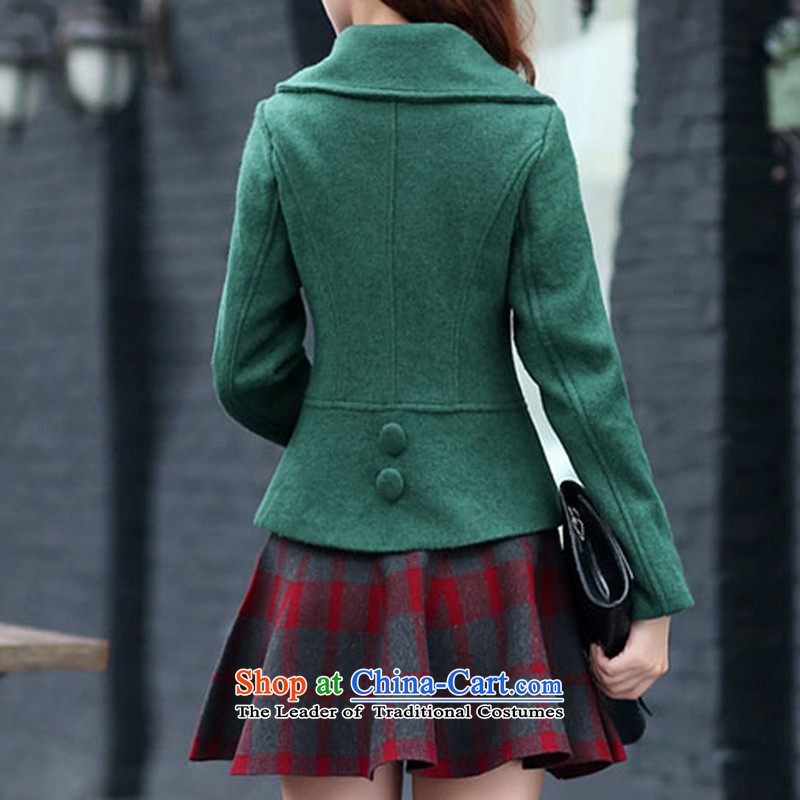 Install the latest Autumn 2015 OEHE, Korean short of Sau San? female stylish graphics thin coat lapel of long-sleeved sweater dark green L,oehe,,, shopping on the Internet