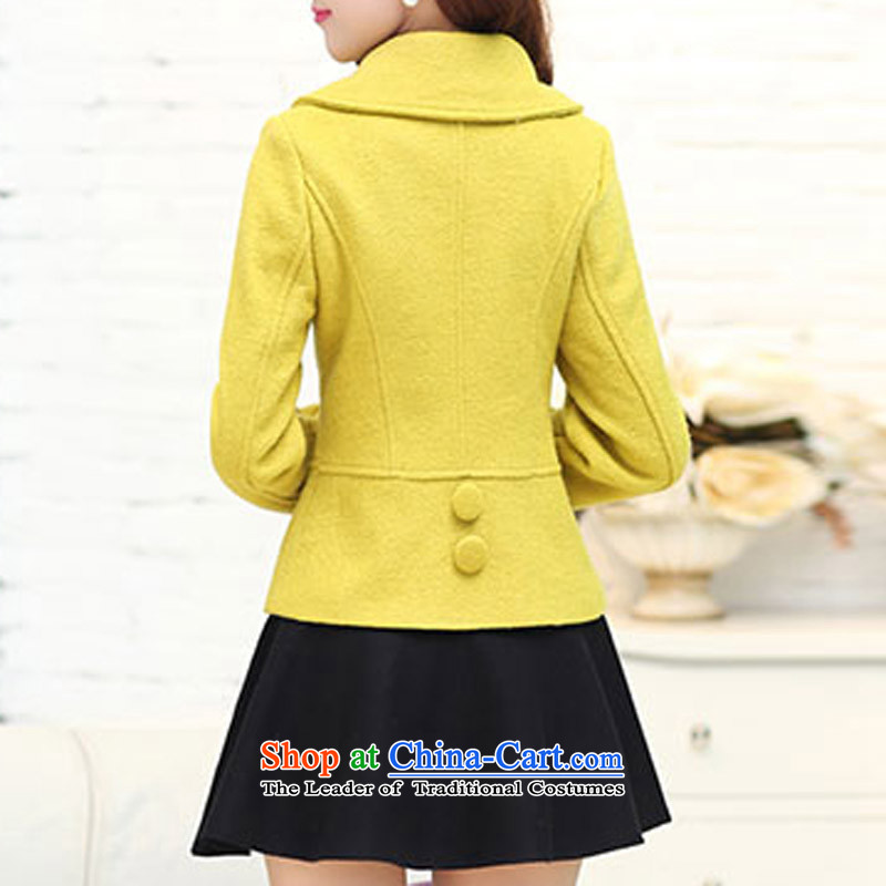 Install the latest Autumn 2015 OEHE, Korean short of Sau San? female stylish graphics thin coat lapel of long-sleeved sweater yellow L,oehe,,, shopping on the Internet