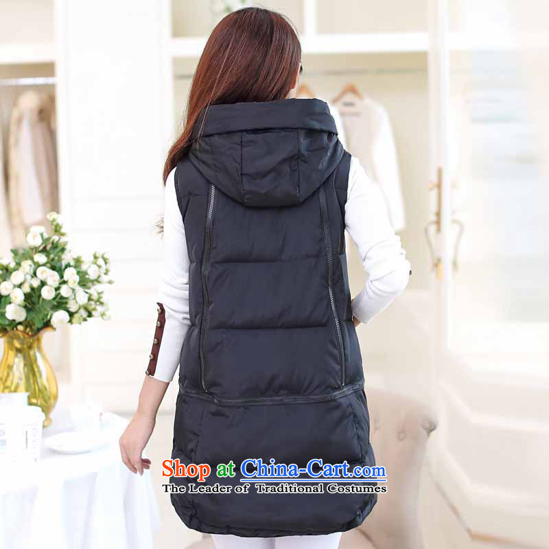 The sea route take the 2015 autumn and winter) long cotton vest jacket female Korean Fashion Cap Reinforcement warm larger shoulder MA 5B2620 folder in the black sea route to spend.... 2XL, shopping on the Internet
