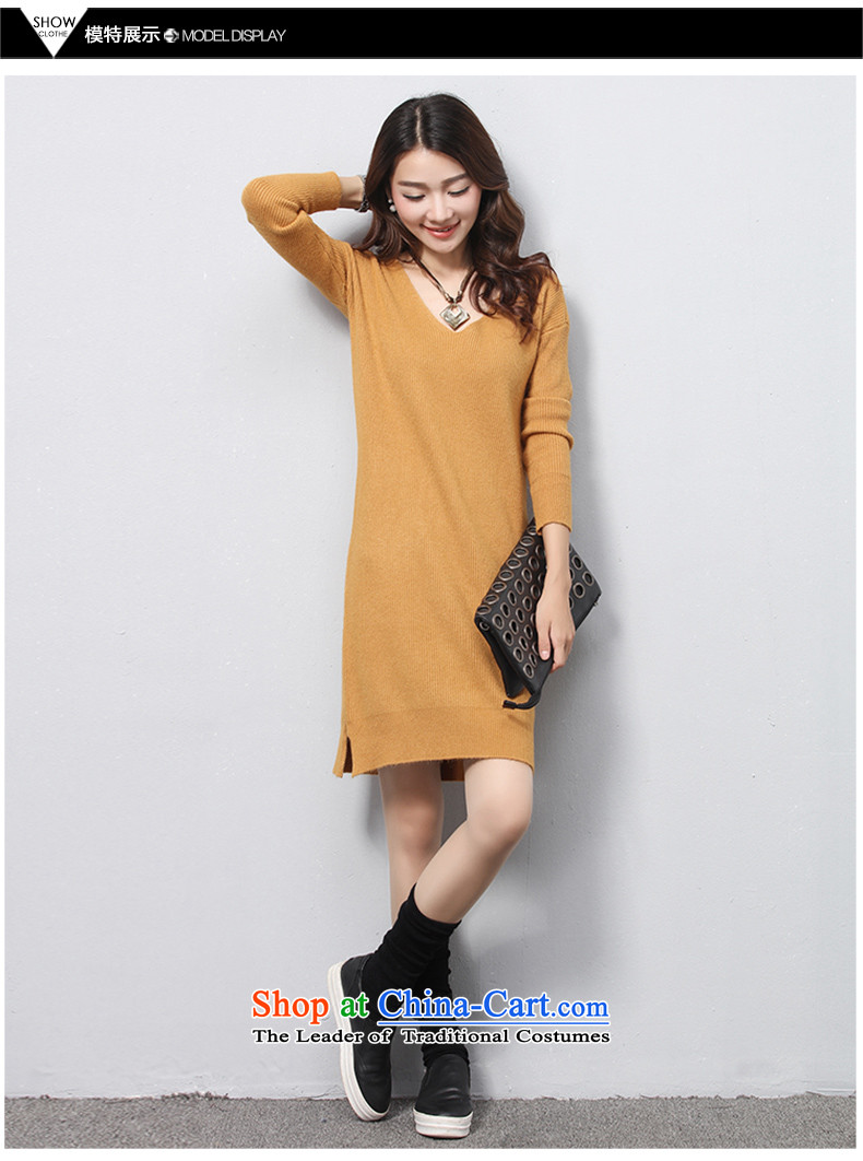 The United Lai Chi 2015 Fall/Winter Collections new Korean version of large numbers of women in the long forming the Netherlands long-sleeved sweater knit-coated apron AQ1217 female clothes  Yellow XL Photo, prices, brand platters! The elections are supplied in the national character of distribution, so action, buy now enjoy more preferential! As soon as possible.