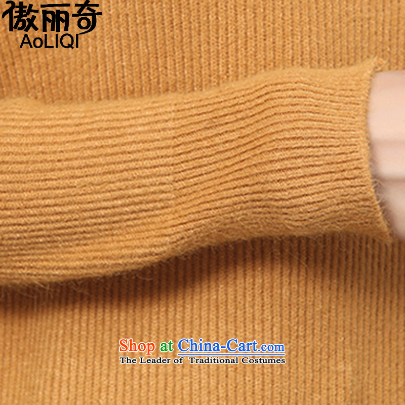 The United Lai Chi 2015 Fall/Winter Collections new Korean version of large numbers of women in the long forming the Netherlands long-sleeved sweater knit-coated apron AQ1217 female clothes  Yellow XL, United Lai (aoliqi) , , , shopping on the Internet