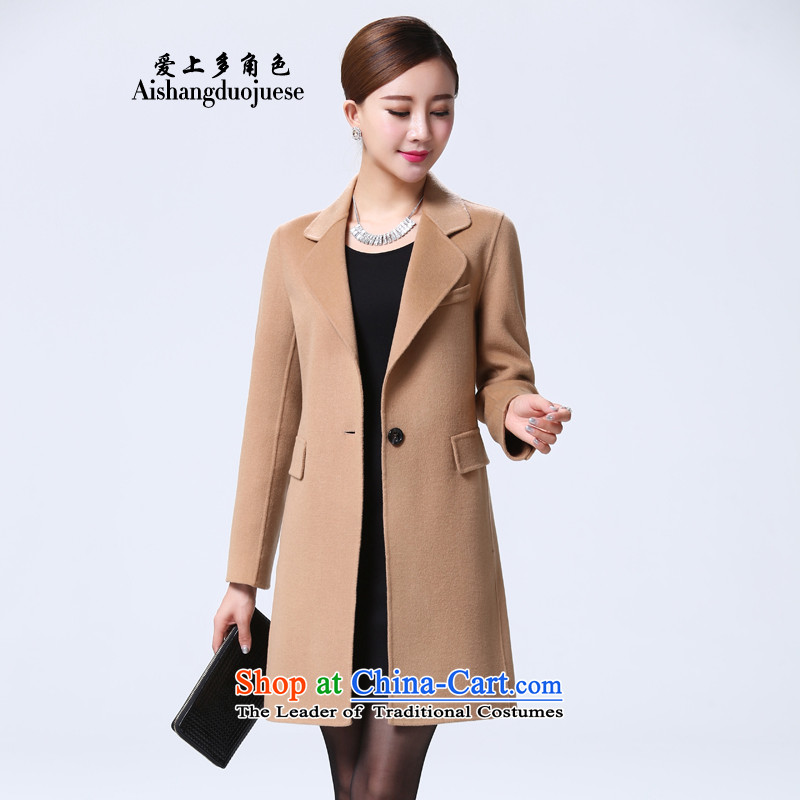 Fall in Love with the multiple roles women 2015 two-sided cashmere overcoat new autumn and winter coats of high-end gross girls long? jacket, and color AS18108?XXL
