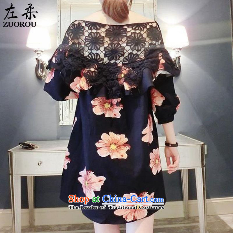 Left soft   Korean to 2015 XL women 200 mm thick summer catty thick black hook flowers sister engraving graphics thin skirt suits XXXXXL 180-200, left soft , , , shopping on the Internet