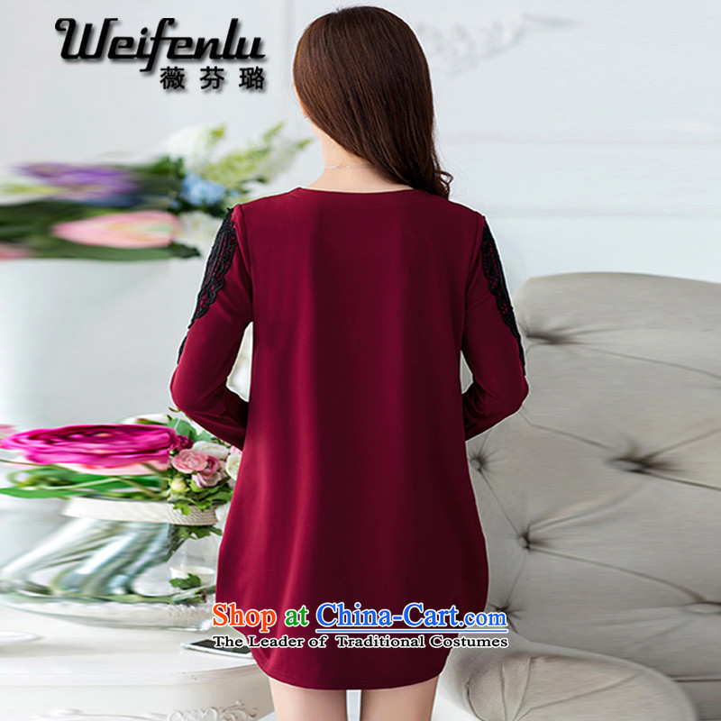 Ms Audrey EU law, Xu Jialu 2015 Women's large in long thick MM plus lint-free thick long-sleeved dresses autumn and winter S1027 wine red (not), L, Ms Audrey EU law, necklaces, Xu Jialu weifenlu (shopping on the Internet has been pressed.)