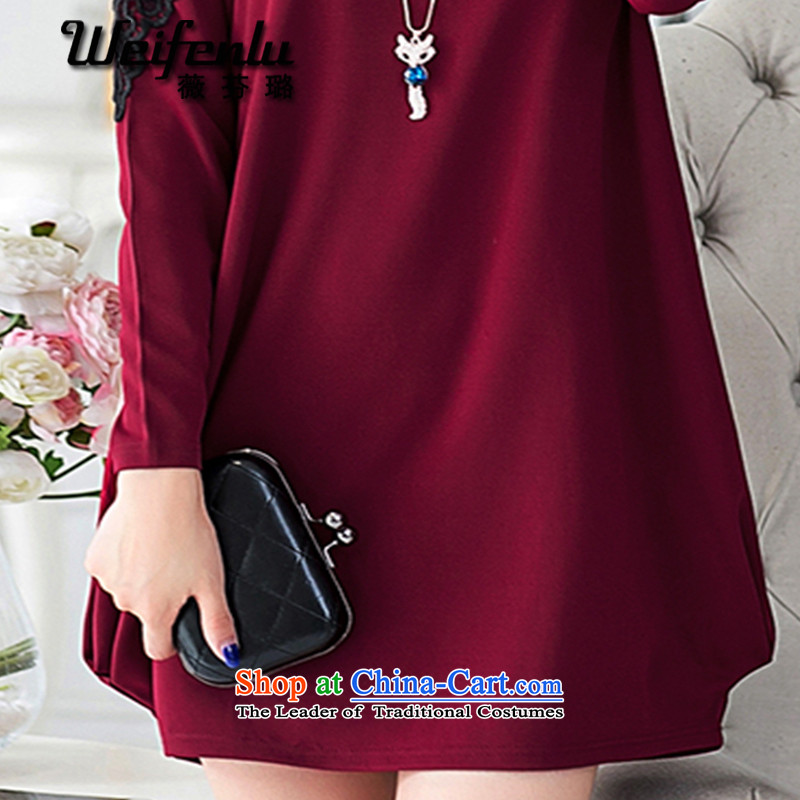 Ms Audrey EU law, Xu Jialu 2015 Women's large in long thick MM plus lint-free thick long-sleeved dresses autumn and winter S1027 wine red (not), L, Ms Audrey EU law, necklaces, Xu Jialu weifenlu (shopping on the Internet has been pressed.)