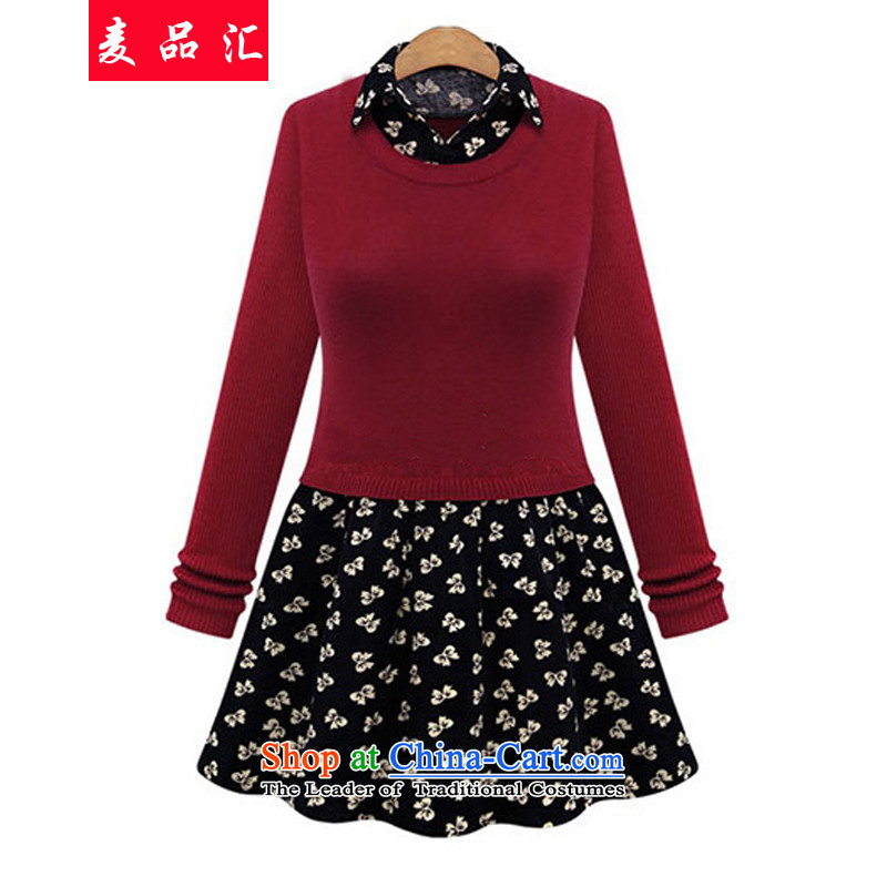 Mak, removals by sinks xl female thick mm Fall/Winter Collections of new long-sleeved Korean version 2015 thin thick solid warm clothes spell followed dresses 681 wine red XL, Mr Hui has been pressed, online shopping