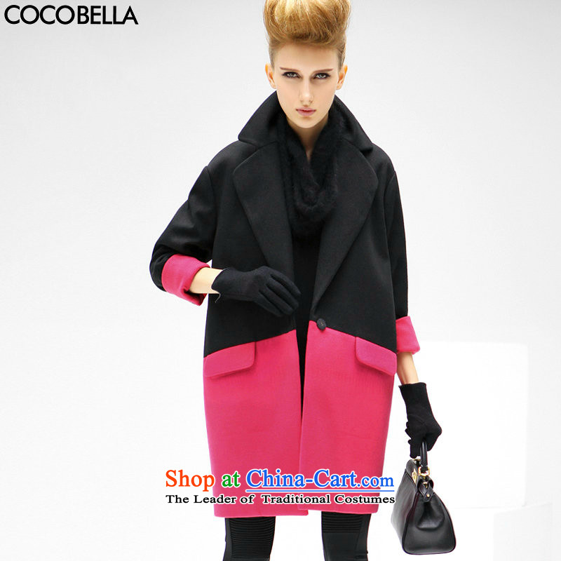 2015 Autumn and Winter Europe COCOBELLA knocked color transition in the auricle of the stitching long coats thick hair? female CT139 jacket red S