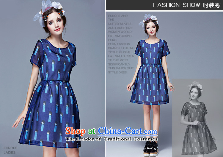 Rui Mei to to increase women's code for summer 2015, Europe and the new mm thick Foutune of video thin puppet stamp the yarn short-sleeved dresses N3695 5XL Blue Photo, prices, brand platters! The elections are supplied in the national character of distribution, so action, buy now enjoy more preferential! As soon as possible.