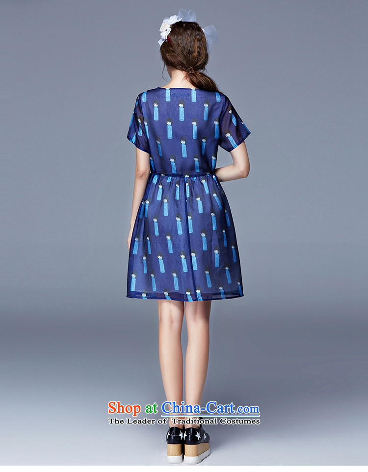 Rui Mei to to increase women's code for summer 2015, Europe and the new mm thick Foutune of video thin puppet stamp the yarn short-sleeved dresses N3695 5XL Blue Photo, prices, brand platters! The elections are supplied in the national character of distribution, so action, buy now enjoy more preferential! As soon as possible.