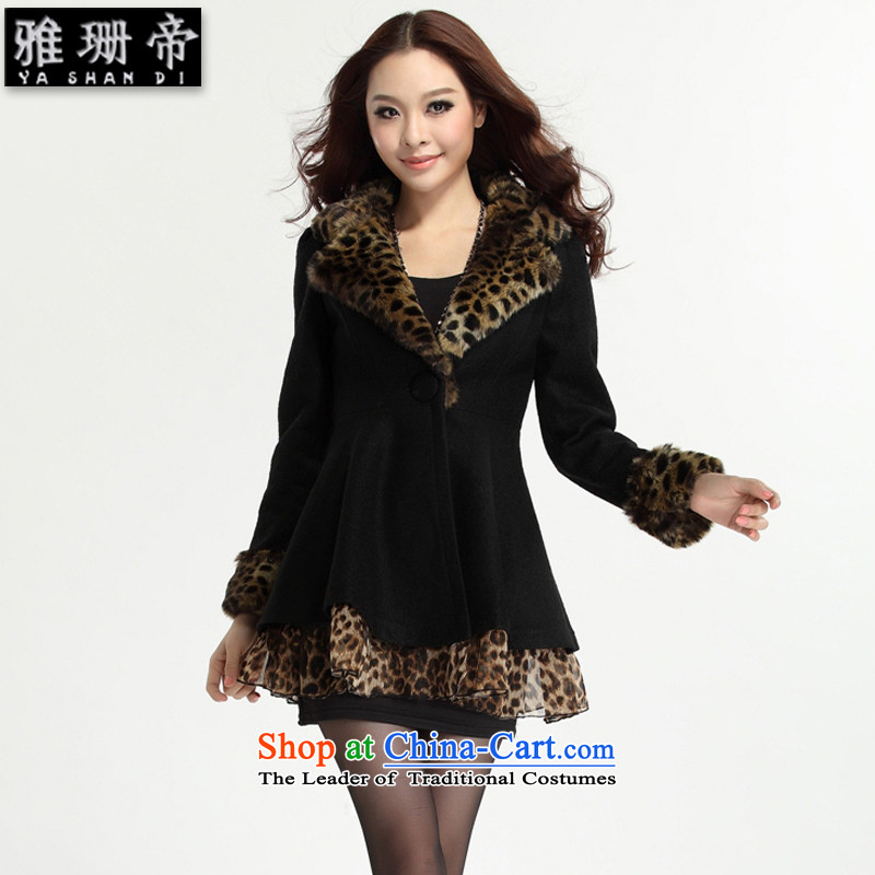 Jacob and the?autumn 2015 installed new products as a female decorated jacket Korean video thin petticoats Leopard for gross?YSD_016 coats?Black?XL?