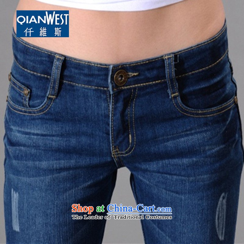 At 2015 KVA autumn and winter thick new larger female 200 catties thick MM stitching elastic wild stylish jeans 2,122 dark blue without lint-free) , 160-175 4XL recommendations (QIANWEISI KVA) , , , shopping on the Internet