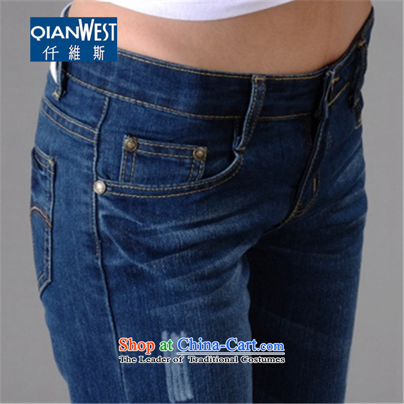 At 2015 KVA autumn and winter thick new larger female 200 catties thick MM stitching elastic wild stylish jeans 2,122 dark blue without lint-free) , 160-175 4XL recommendations (QIANWEISI KVA) , , , shopping on the Internet