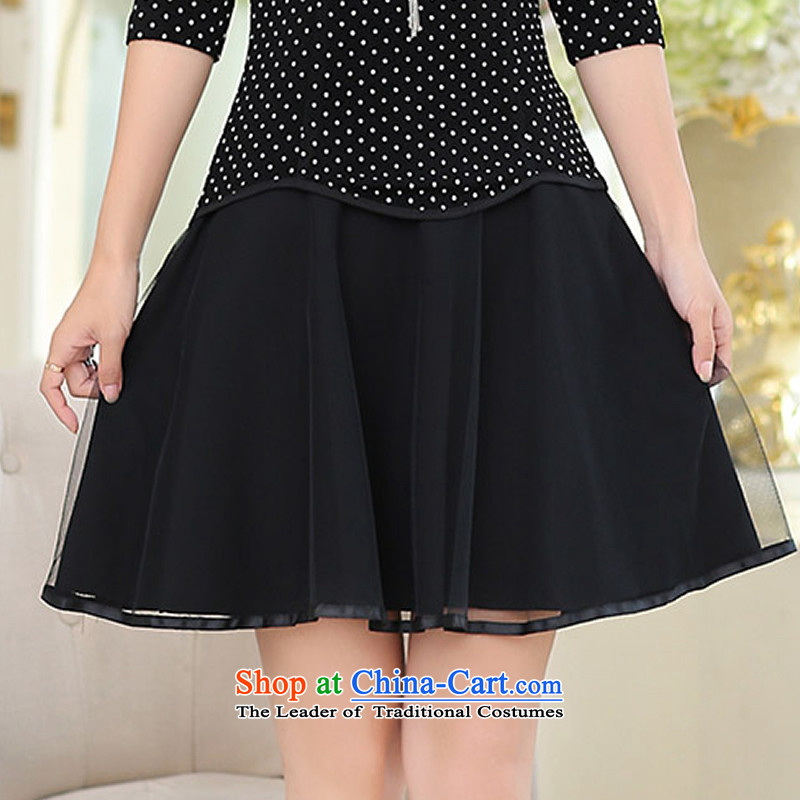 Tong Yuan larger women 2015 Autumn new long-sleeved leave two wave point skirt wear skirts Y154 autumn and winter video thin black XXXXL, Tong Yuan (TOOSEYUA) , , , shopping on the Internet