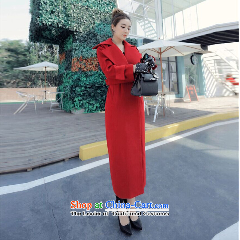  The Korean version of cadres Sheikh 2015 ultra long red cloak female long cashmere Sau San a trendy lapel a knee-coats , red-hyuk (qianhe Gan) , , , shopping on the Internet