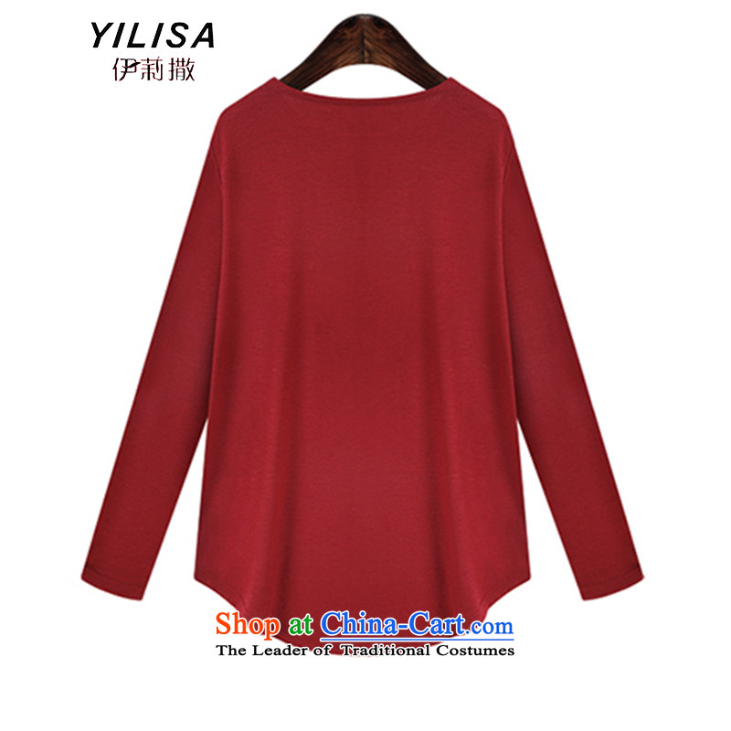 Ms 2015 sub-large female new fall inside the shirt thick MM autumn and winter to increase the number of video thin stylish shirt, forming the solid color T-shirt 302 Black 5XL, Elizabeth (YILISA sub-shopping on the Internet has been pressed.)