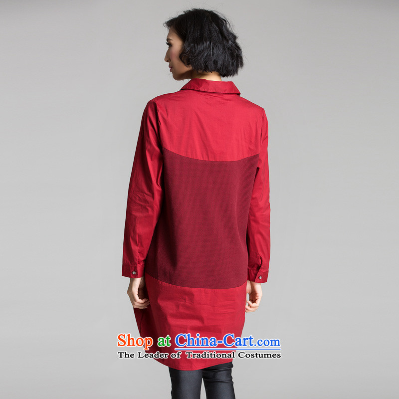 Hee-m to xl female extra-thick mm2015 shirt Fall/Winter Collections new thick sister thick, Hin thin black poverty Korean shirt collar 3XL(140-160 deep red) Hee-jin (XIMI m shopping on the Internet has been pressed.)