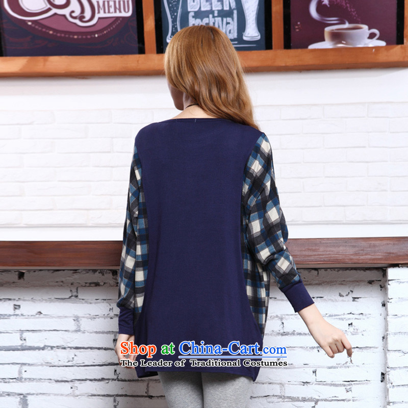 O Ya-ting 2015 autumn and winter new long-sleeved T-shirt to increase women's code thick mm video bat sleeves wear thin tartan shirt shirt 2,573 Blue XL 165-240 recommends that you, O Jacob aoyating Ting () , , , shopping on the Internet