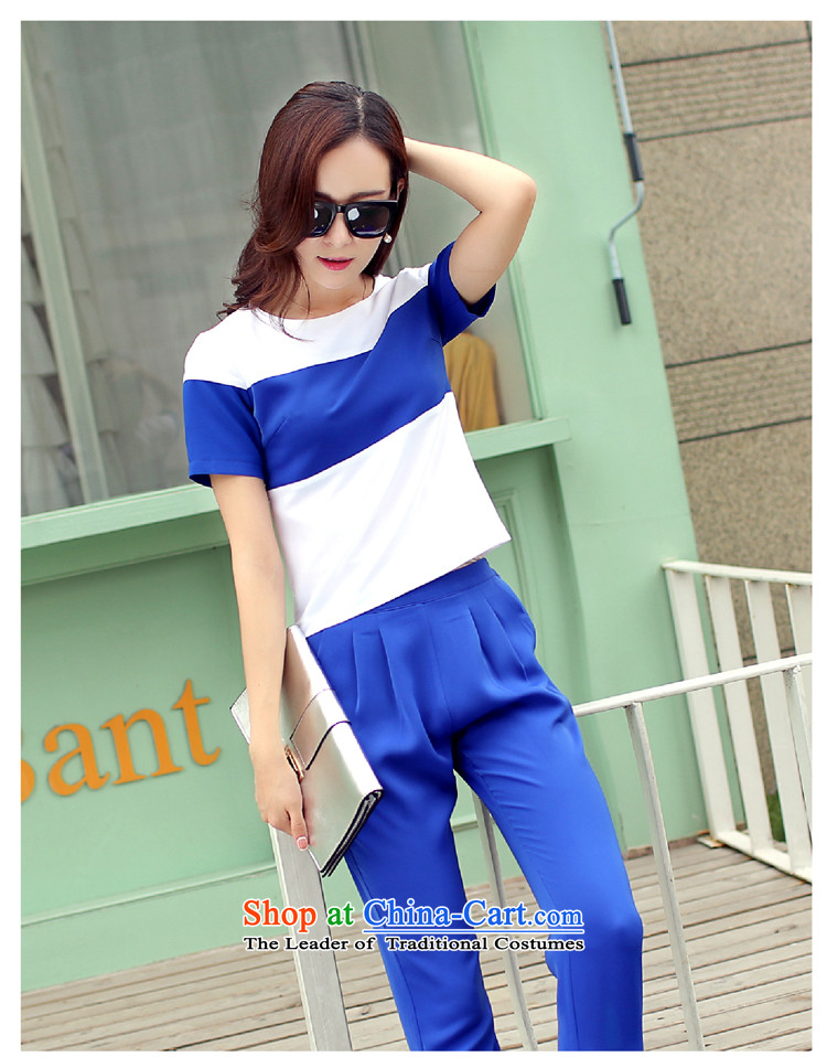 Billion by 2015 summer create new larger women small-wind thick MM casual pants kit Korean female summer chiffon two kits blue XXL picture, prices, brand platters! The elections are supplied in the national character of distribution, so action, buy now enjoy more preferential! As soon as possible.