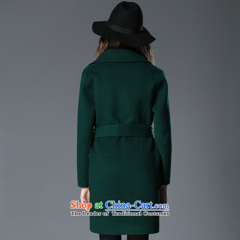 Mok card fall New England style reminiscent of the single row in the Sau San long-sided flannel coats wool coat dark green m,mgicola,,, shopping on the Internet