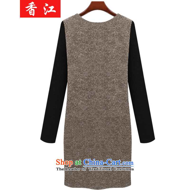 Xiang Jiang 2015 extra thick mm autumn female new products to increase the number of loose dress thick sister 200 catties, forming the long-sleeved brown 2021 large skirt 5XL, Xiangjiang , , , shopping on the Internet