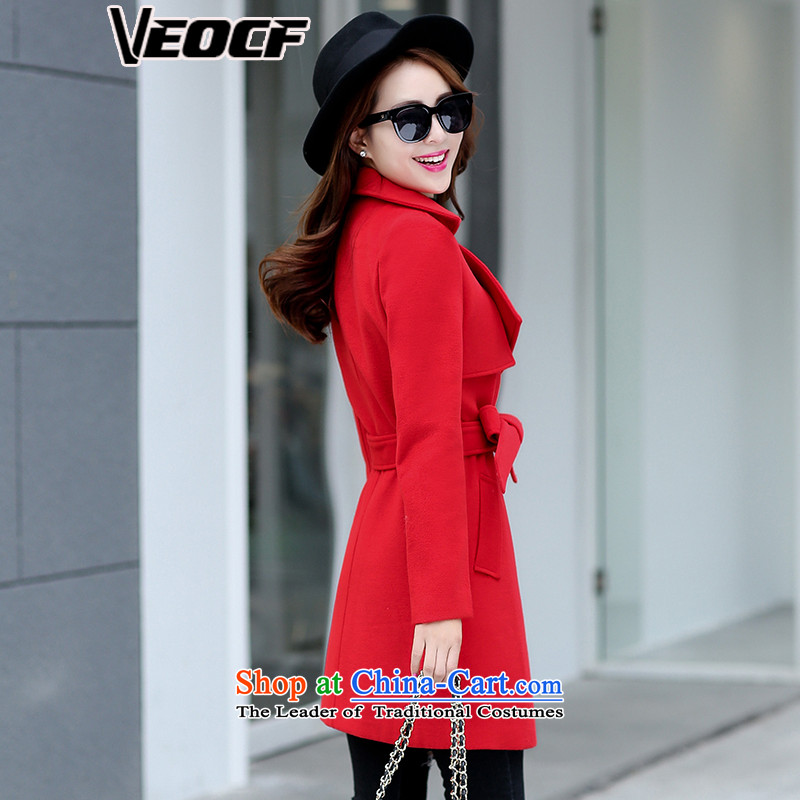Veocf Loten 2015 Fall/Winter Collections Gross Korean female jacket?   in the medium to long term gross female 1208 red cloak? L,VEOCF,,, shopping on the Internet