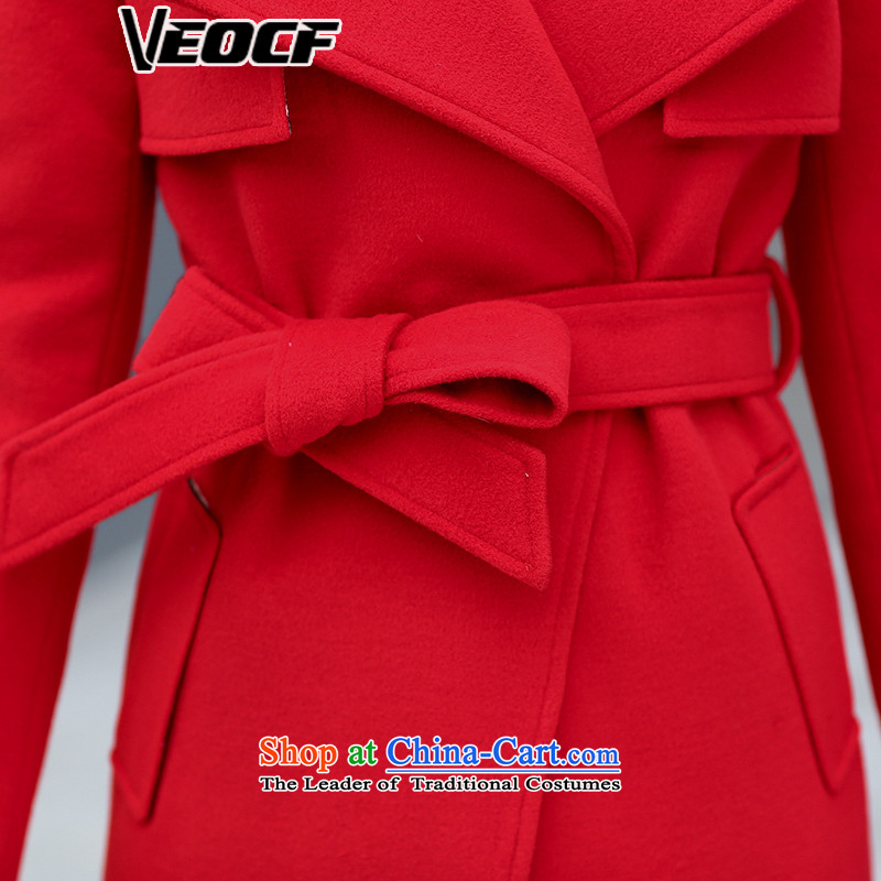Veocf Loten 2015 Fall/Winter Collections Gross Korean female jacket?   in the medium to long term gross female 1208 red cloak? L,VEOCF,,, shopping on the Internet