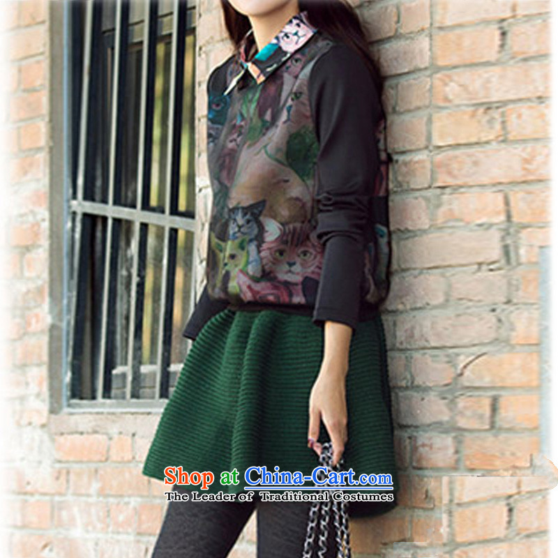 O Ya-ting 2015 autumn and winter new to increase women's code thick mm video thin kitten alike pattern shirt + euro root yarn short skirts leisure wears the girl picture color 5XL two kits 175-200 recommends that you, O Jacob aoyating Ting () , , , shoppi