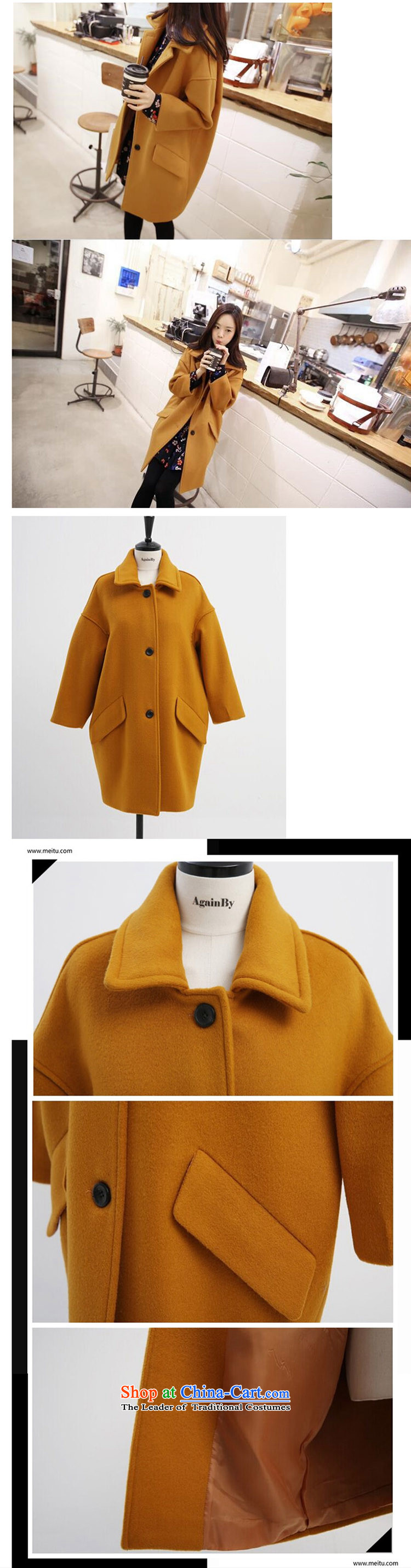 Eun-hui of the 2015 autumn and winter Korean loose minimalist lapel a wool coat girl in the medium to long term, Sau San Mao jacket? larger turmeric yellow L picture, prices, brand platters! The elections are supplied in the national character of distribution, so action, buy now enjoy more preferential! As soon as possible.