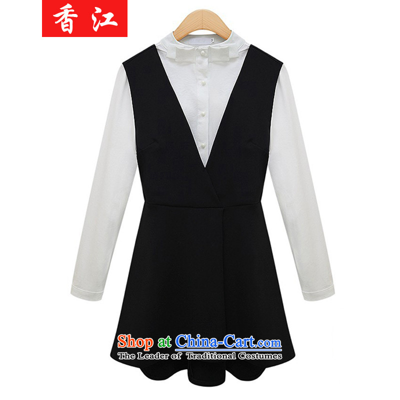 Xiang Jiang thick sister Kit 2015 200 catties white shirt with skirt two kits dresses loose video thin package and to short skirts xl 320 black and white 3XL, Xiangjiang , , , shopping on the Internet