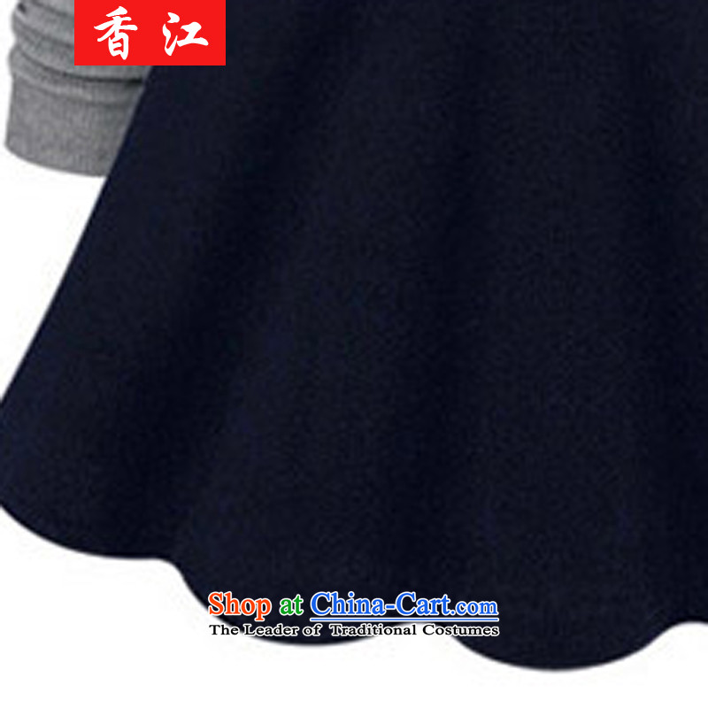 Xiang Jiang 2015 Sau San to increase women's code in long long-sleeved shirt skirts expertise autumn mm leave two loose video thin dresses 662 dark blue 4XL, Xiangjiang , , , shopping on the Internet