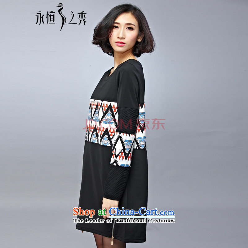 The Eternal-soo to xl women's dresses thick sister 2015 Autumn replacing new products thick mm thick people Korean Stamp Pack and graphics in the thin long black skirt 3XL, T-shirt eternal Soo , , , shopping on the Internet