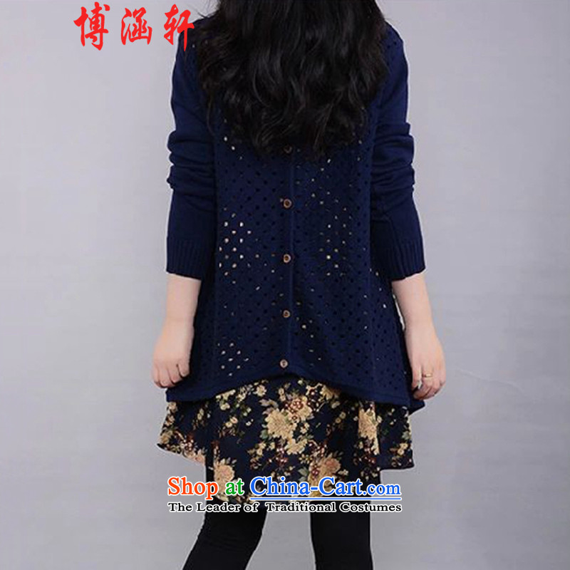 Bo Han large Xuan Women 2015 Fall/Winter Collections of the new Korean wild thick mm low female cotton linen knitted sweaters two kits dresses s8180 navy XXXL, Bo Han Hennessy Road , , , shopping on the Internet