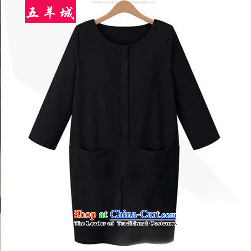 Five Rams City larger dresses2015 autumn and winter, forming the new Netherlands thick mm to xl dresses large graphics, forming the Netherlands 66 liberal thin black5XL recommendations about 180-200