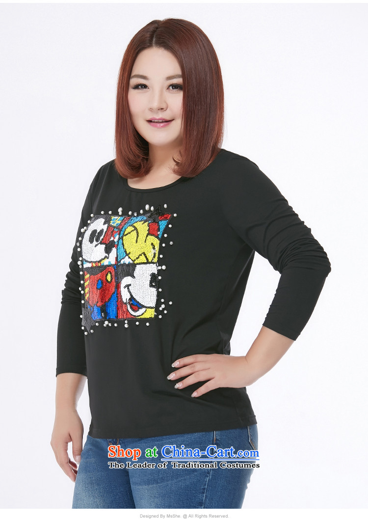 Msshe2015 new modal cartoon long-sleeved T-shirt 200 catties to xl blouses 10029 Black 3XL picture, prices, brand platters! The elections are supplied in the national character of distribution, so action, buy now enjoy more preferential! As soon as possible.
