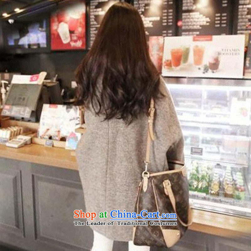 Cherrymix autumn and winter new Korean female cocoon-hair loose coat bat sleeves? in large long single row detained collar s,cherry brown jacket mix,,, shopping on the Internet