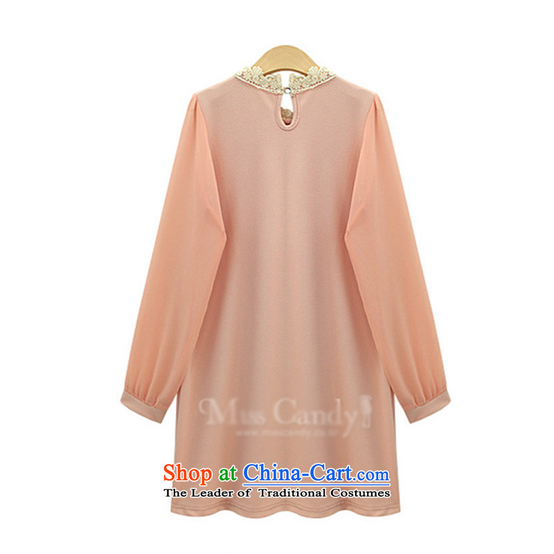 O Ya-ting 2015 new autumn and winter dresses to increase women's code thick mm thin nail pearl video long-sleeved chiffon forming the skirt pink 3XL ROOM D308 recommends that you 145-165, O Jacob aoyating Ting () , , , shopping on the Internet