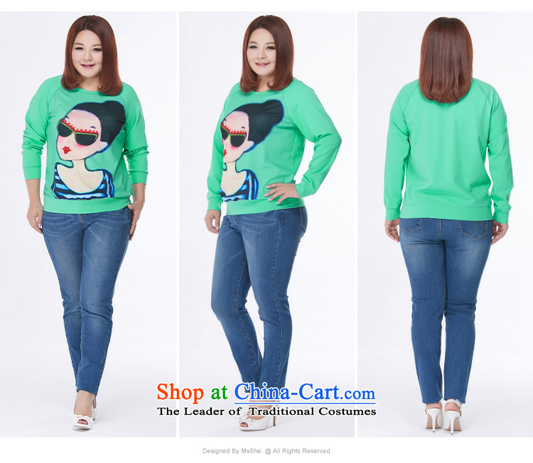 Msshe2015 autumn and winter new Wild leisure stamp larger T-shirt thick girls' Graphics thin, thick mm xl Female 10175     6XL green picture, prices, brand platters! The elections are supplied in the national character of distribution, so action, buy now enjoy more preferential! As soon as possible.