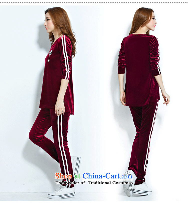 Morning to the new 2015 MM thick Sports & Leisure package female velvet sportswear larger female sweater pants and two plus kit cool wine red 4XL( RECOMMENDATIONS 150 - 160131 catty, prices, photo) Brand platters! The elections are supplied in the national character of distribution, so action, buy now enjoy more preferential! As soon as possible.
