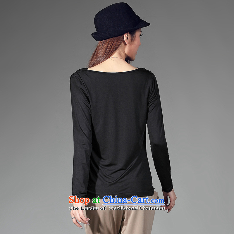 Morning to 2015 autumn and winter new Fat MM wild of milk silk, forming the basis for a T-shirt large decorated in video thin female heap heap for long-sleeved shirt black T-shirt, forming the recommendations 150 - 160131, 4XL morning to , , , shopping on the Internet