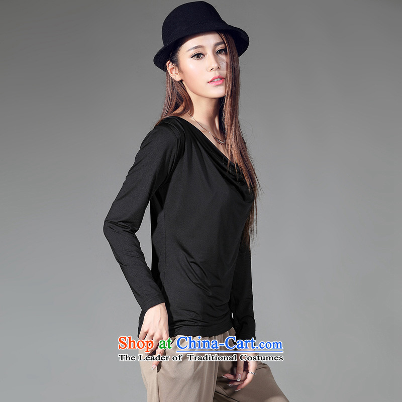 Morning to 2015 autumn and winter new Fat MM wild of milk silk, forming the basis for a T-shirt large decorated in video thin female heap heap for long-sleeved shirt black T-shirt, forming the recommendations 150 - 160131, 4XL morning to , , , shopping on the Internet