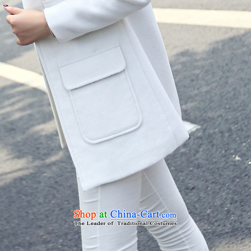 Devil of the 2015 autumn stylish new product code women minimalist version in Korea long Ms. Sau San a wool coat white overcoat 8582 White L, stylish devil of (shishangmozhe) , , , shopping on the Internet